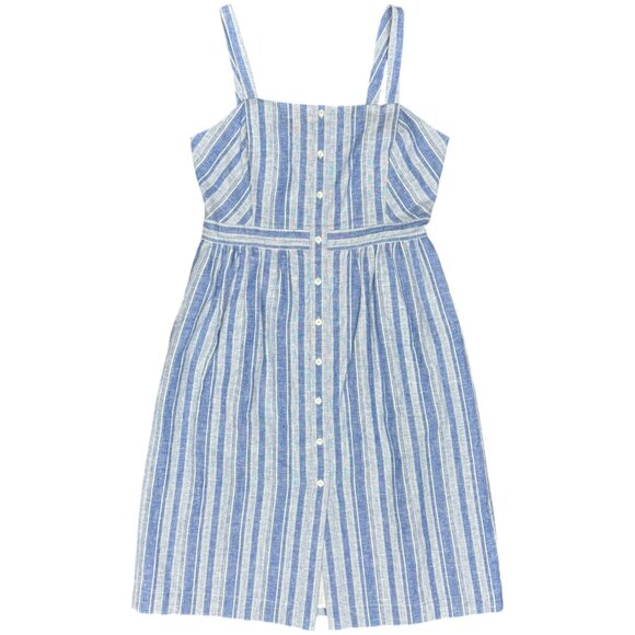 NWOT Women's DRAPER‎ JAMES Striped Linen Blue Apron Midi Dress | Size 12 - Picture 3 of 13